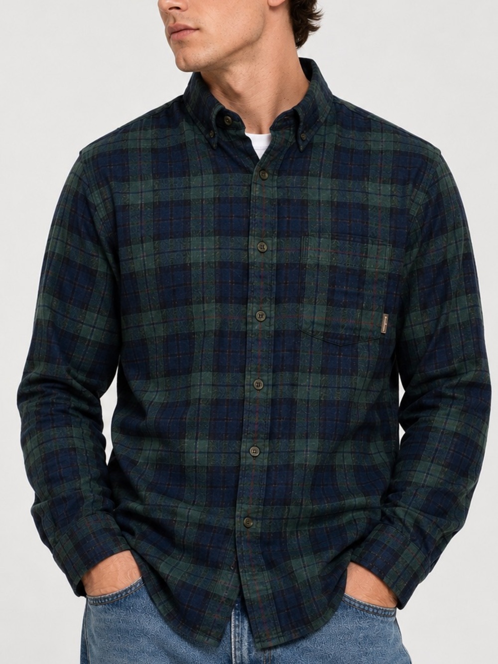 Eddie Bauer Classic Fit‎ Blackwatch Plaid Flannel Shirt M cotton button down
